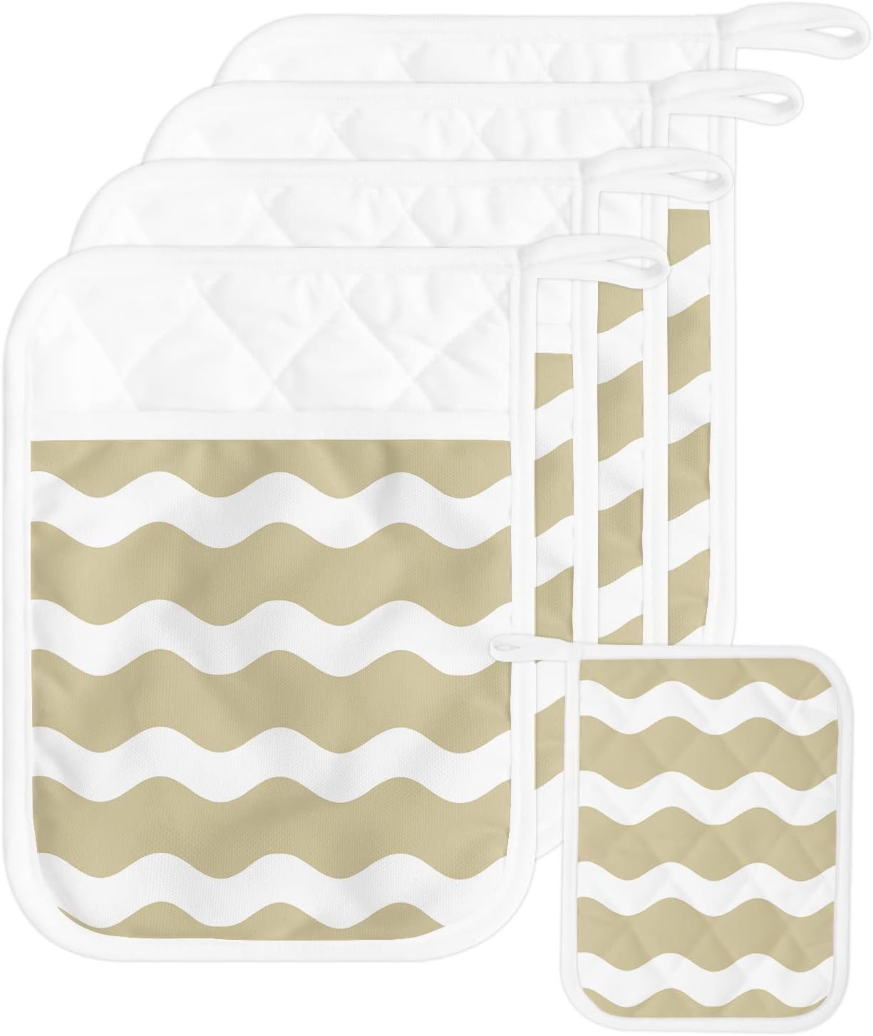 Pot Holders, Stripe Geometric Pot Holder, Heat-Resistant Hot Pockets, Pot Holders for Kitchen, Hot Pads for Kitchen, Kitchen Accessories 5 Pcs Potholders