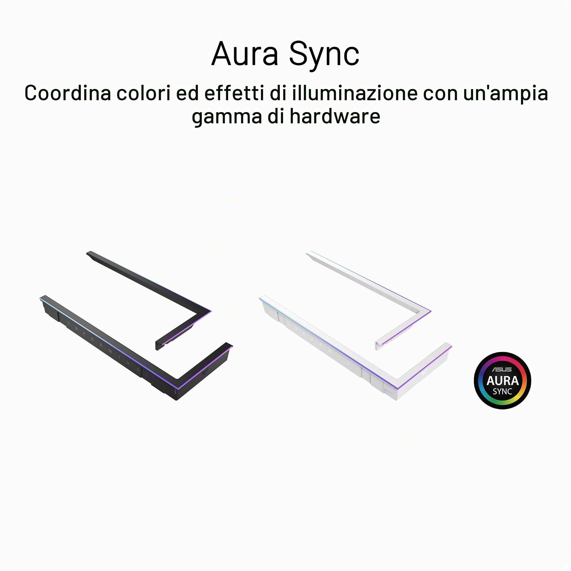 ASUS TUF GAMING GT502 HORIZON TG ARGB, Chassis a Doppia Camera con Design Panoramico e Pannello in Vetro + TUF GAMING GT502 HORIZON ARGB LIGHTING KIT, Kit di Illuminazione, Nero