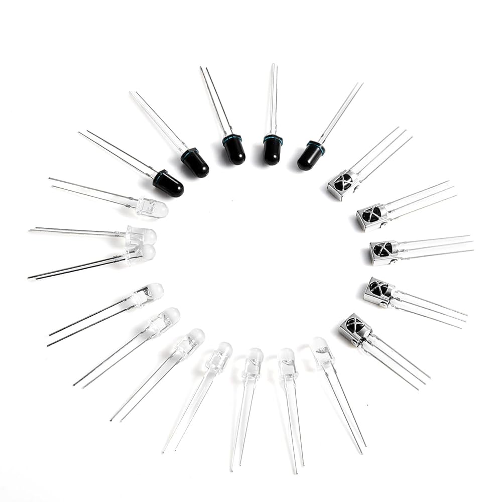 DIGISHUO 20pcs 5mm 940nm Infrared LEDs And Receivers Including 10 Emitter Diodes And 10 Receiver Diodes For 5MM Infrared Applications (Pack Of