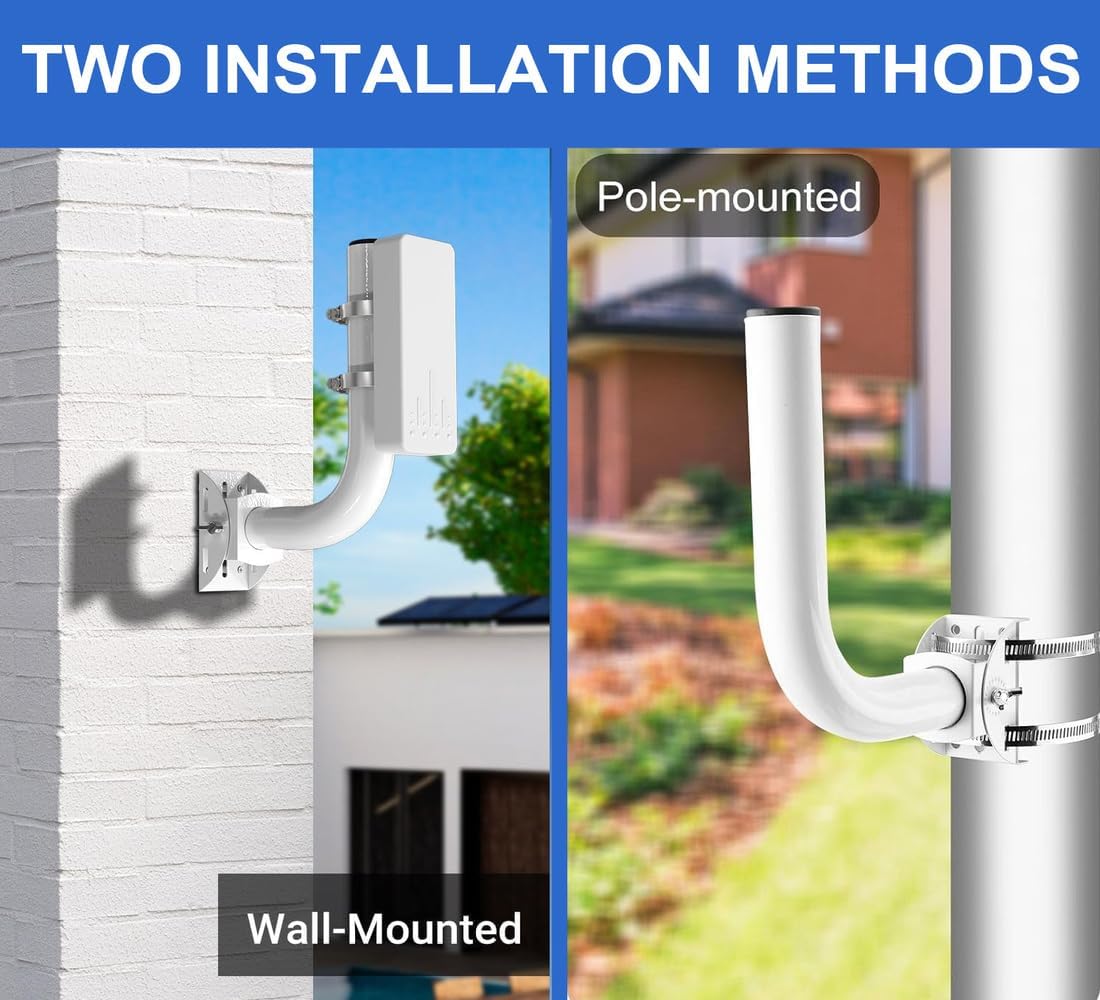 Universal Wireless Bridge Bracket Mount - Heavy Duty Pole/Wall-Mount Adjustable Holder for Antenna, Point to Point AP, CPE, Client Bridge (4 Pack)