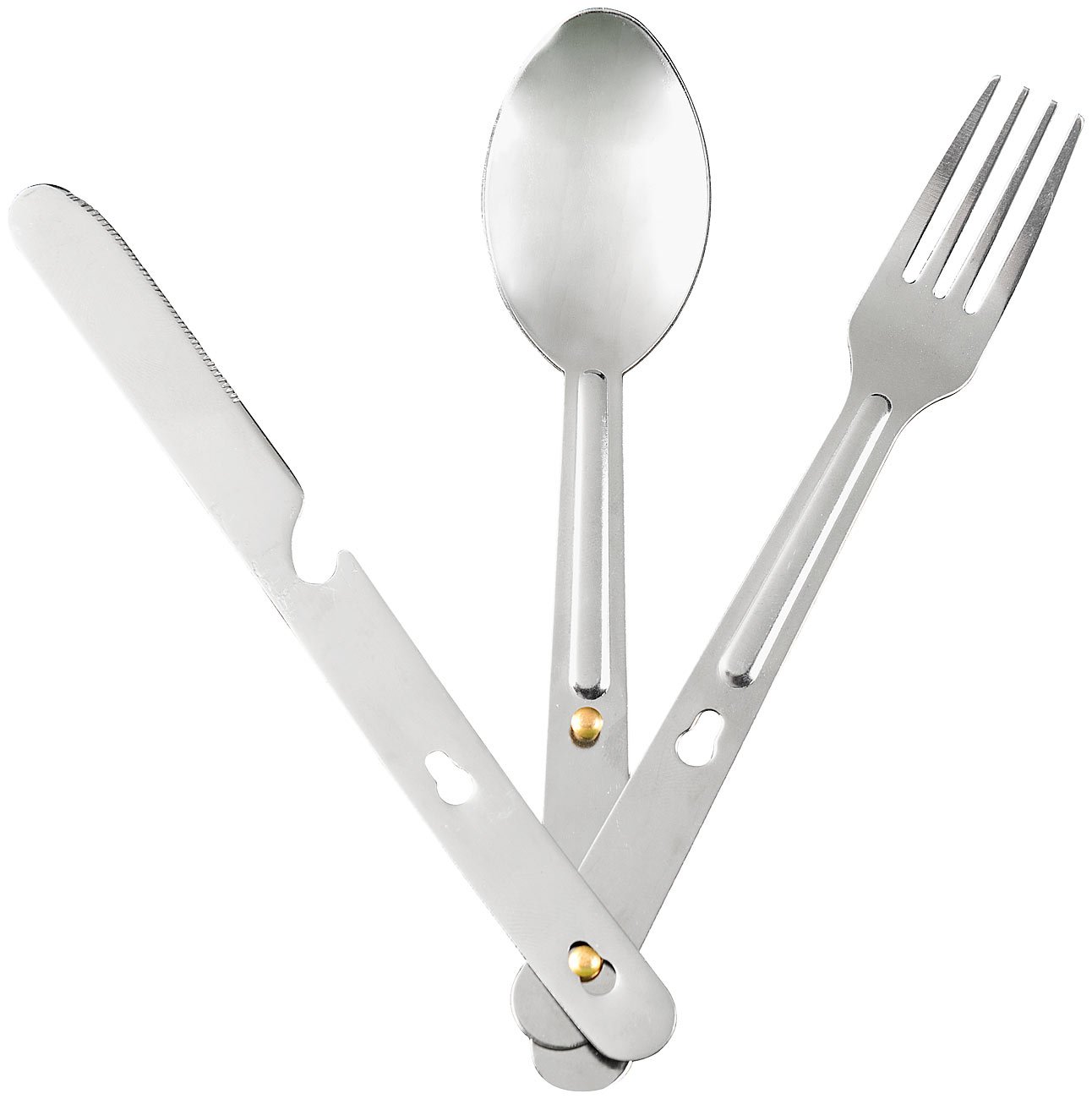 Semptec Urban Survival Technology Messer-Löffel-Gabel-Sets: 18-teiliges Edelstahl-Camping-Besteck mit Gabel, Löffel & Messer (Besteck-Reiseset, Reise-Sets)