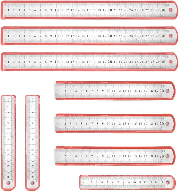 CORSEHILD Stainless Steel Ruler,Metal Rulers,9Pcs Metal Metric Straight Edge Ruler with 3 Size(6/8/12inch),Metric and Imperial Precision Ruler Office Ruler for Engineering Teaching Measurements
