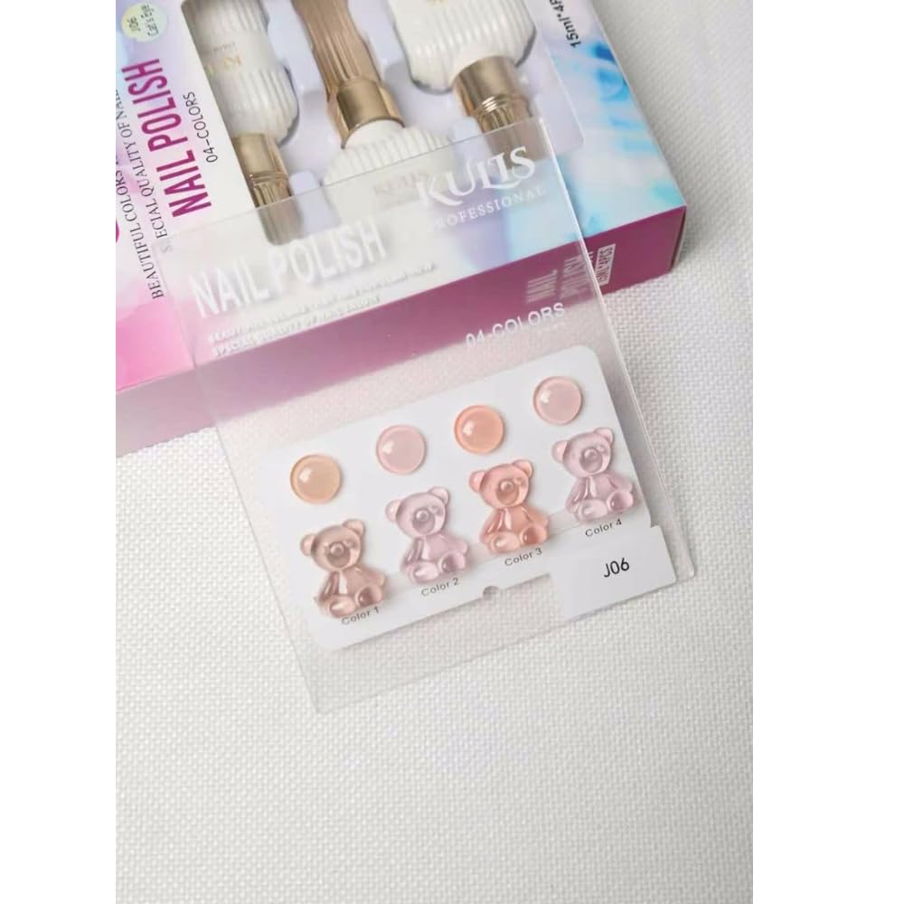Kulis 4 Pcs Gel Nail Polish Set (15ml Each) with Shade Card J06 | Jelly Nude Pink UV Gel Polish Collection | Soak Off UV/LED Gel Nail Art Kit for Salon & Home Use-image-18