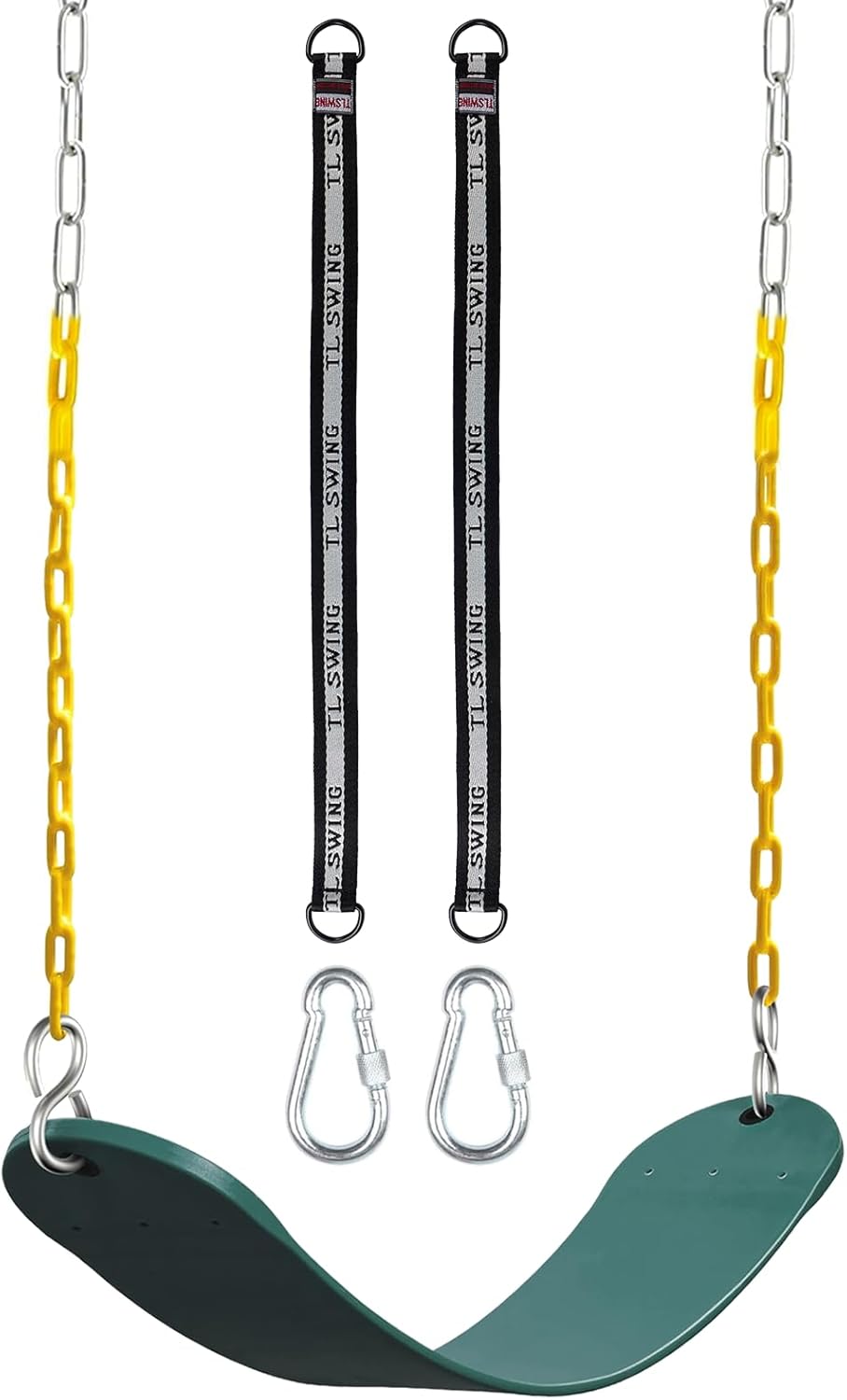 Decorlife Outdoor Swings Seats with 66″ Rust-Resistant Heavy Duty Chain, Playground Swing Set Accessories Replacement Anti-Slip Seats, Backyard Swing Support 330lb for Kids or Adults (Green)