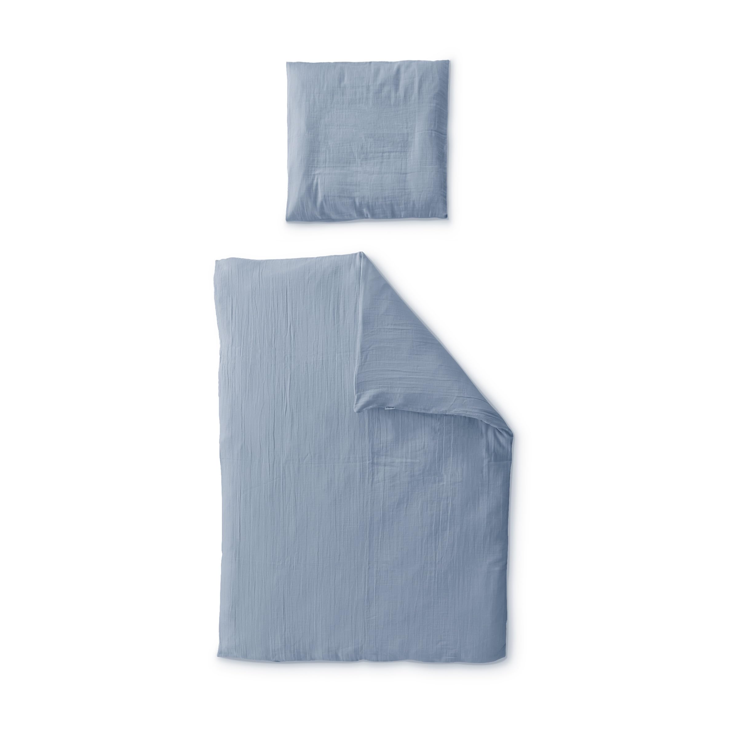 Ehrenkind® Bettwäsche-Set Musselin | 100% Bio-Baumwolle | Standard 100 by Oeko-TEX | 200x135cm + 80x80cm Jeansblau | Bettwäsche 135x200