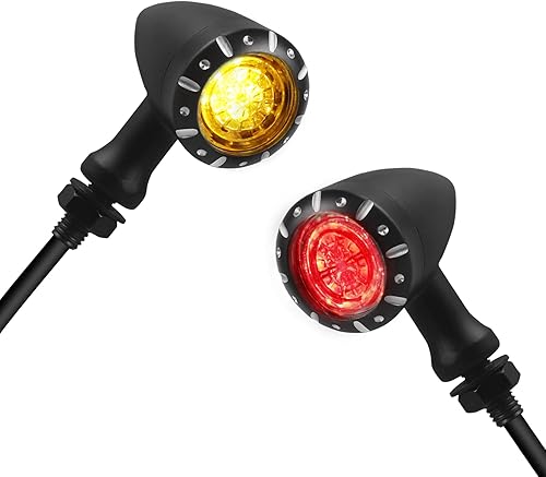 Miniatura 7 de NTHREEAUTO Señales de giro traseras para motocicleta, indicadores LED universales compatibles con Harley Sportster Dyna Iron 883, Honda Shadow,