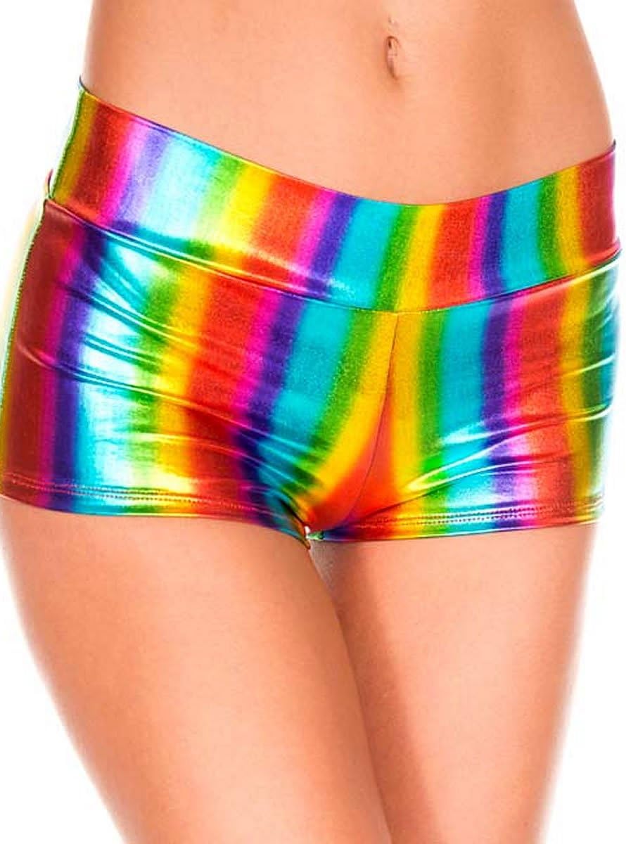 Rainbow metallic booty shorts