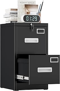 A4 Armário de arquivo de metal, 2 gavetas escritório arquivos verticais, bloqueável, inclui 2 chaves, dispositivo de inserção, móveis escritório