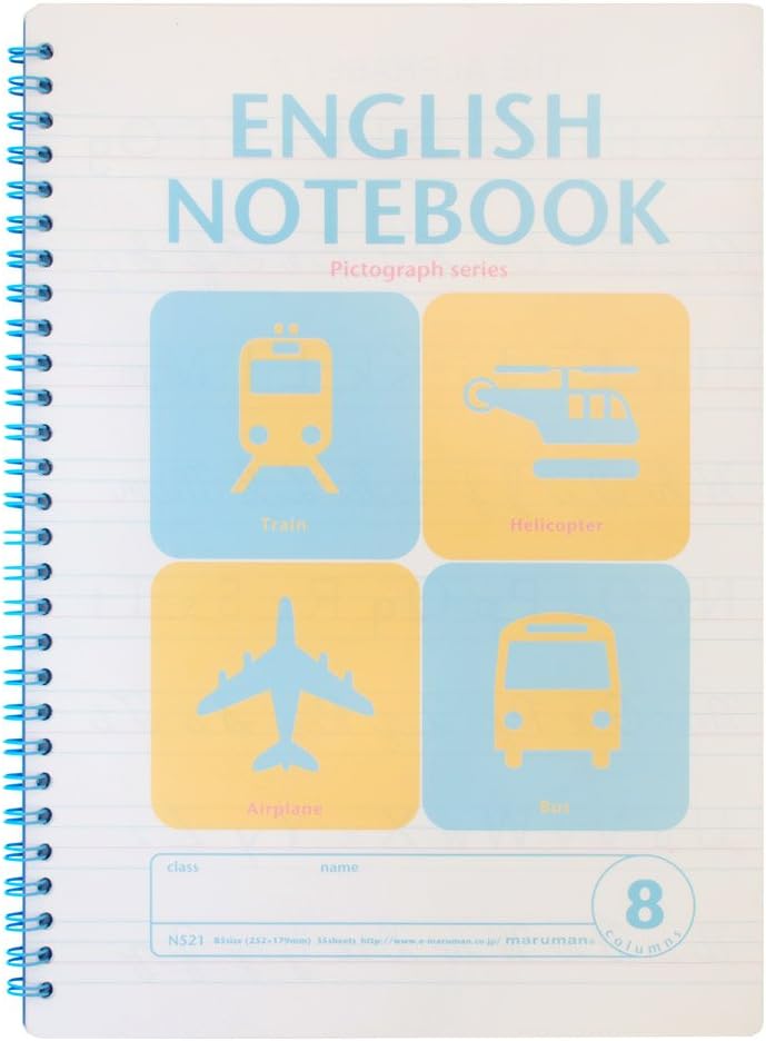 Maruman N52102 Notebook, English Calligraphy Ruled, B5, 8 Tiers, Blue, Set of 10