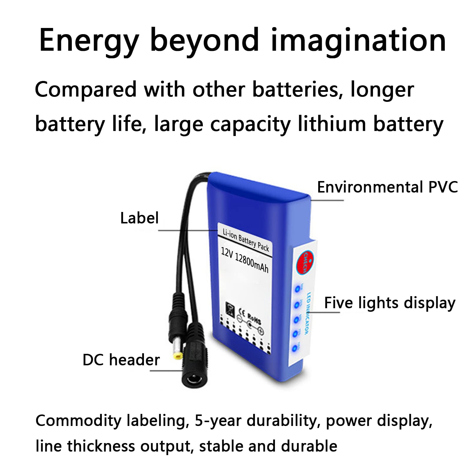 Akumulator litowo-jonowy 12 V 12800 mAh akumulator polimerowy akumulator litowy z ładowarką nadaje się do taśm świetlnych LED, zabawek elektrycznych, głośników, przyrządów elektrycznych, 12800