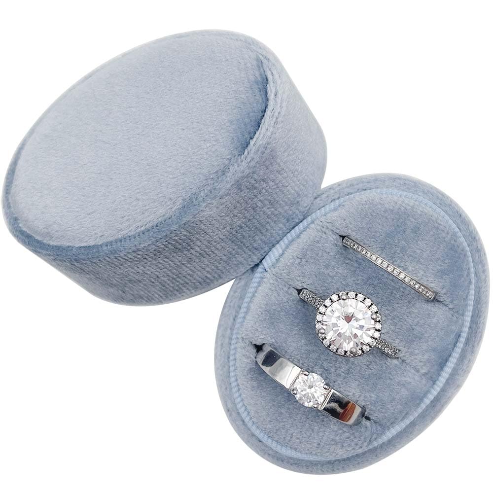 Amazon.com: Beatilog Velvet Oval Ring Box 3 Slots - Premium Wedding ...