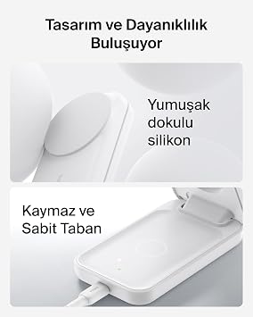Belkin UltraCharge 3’ü 1 Arada Qi2 Manyetik Kablosuz Şarj 25 W, Beyaz