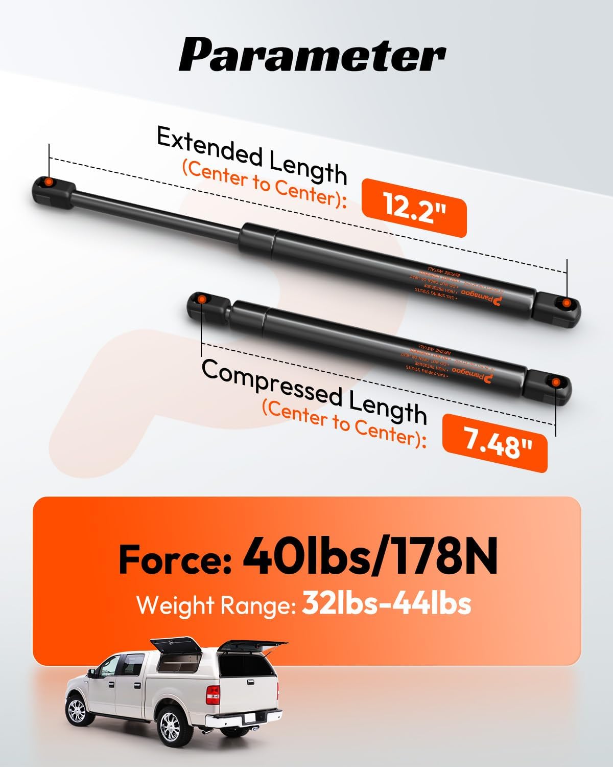 c16-11028 12 inch 40 lbs gas struts, c1611028 weatherguard tool box parts gas shocks,12" spring for truck toolbox pickup leer camper shell side, rear window lift support, 2 pack 12inch 40lbs