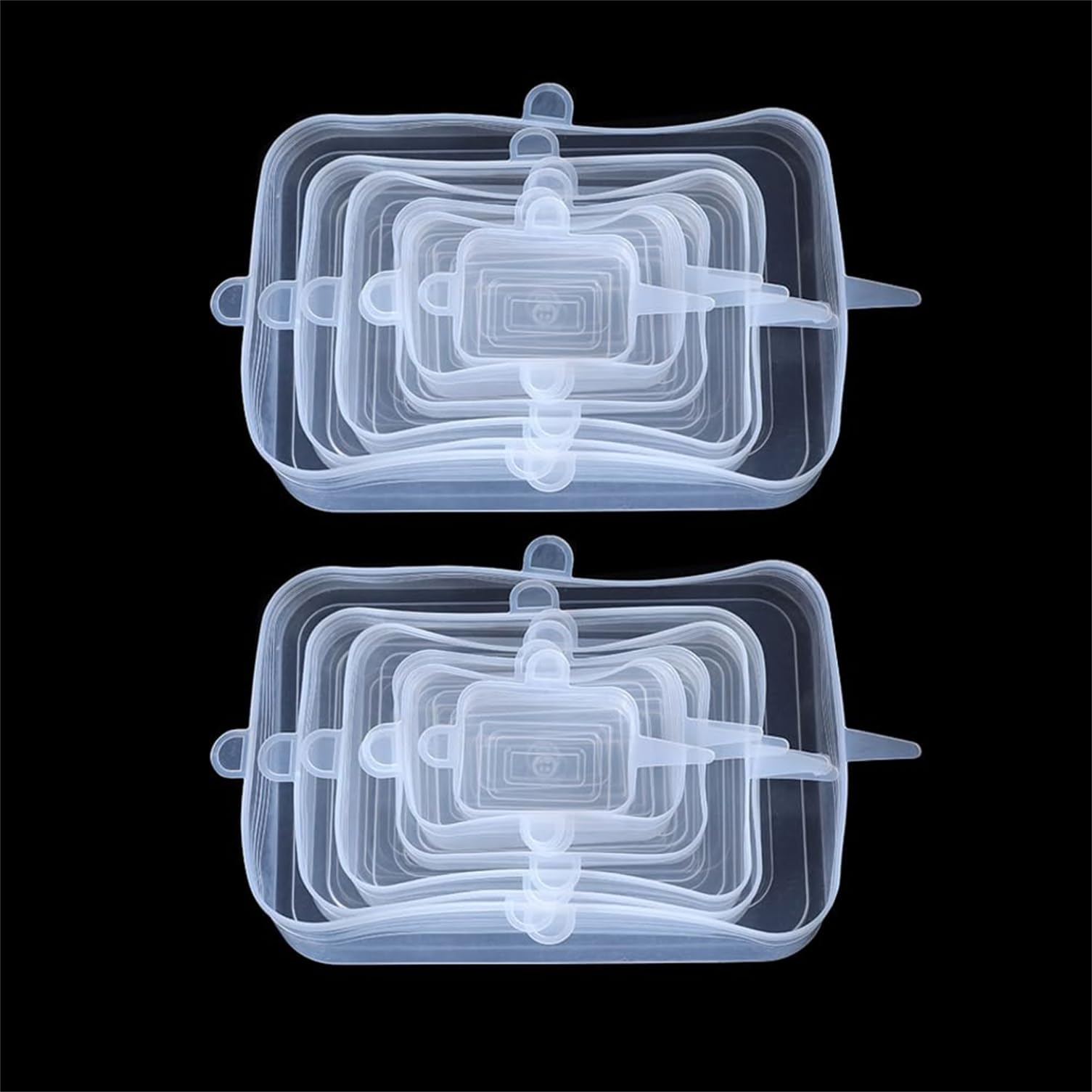 12 Pcs Reusable Silicone Stretch Rectangular Lids for Bowls, Jars, Pots, Microwave-Safe
