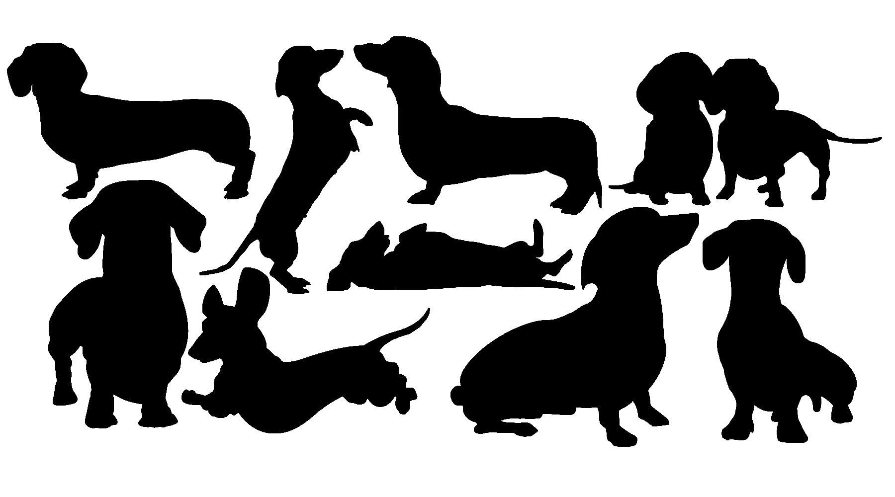 Hatcherabilia Girls Black Pet Dog Dachshund Silhouette 15 Cute Sticker Pack - Waterproof Decal - Sausage Dog Gifts - Use On, Car Bumper, Light Switch, Walls, Scrapbooking (Medium, )