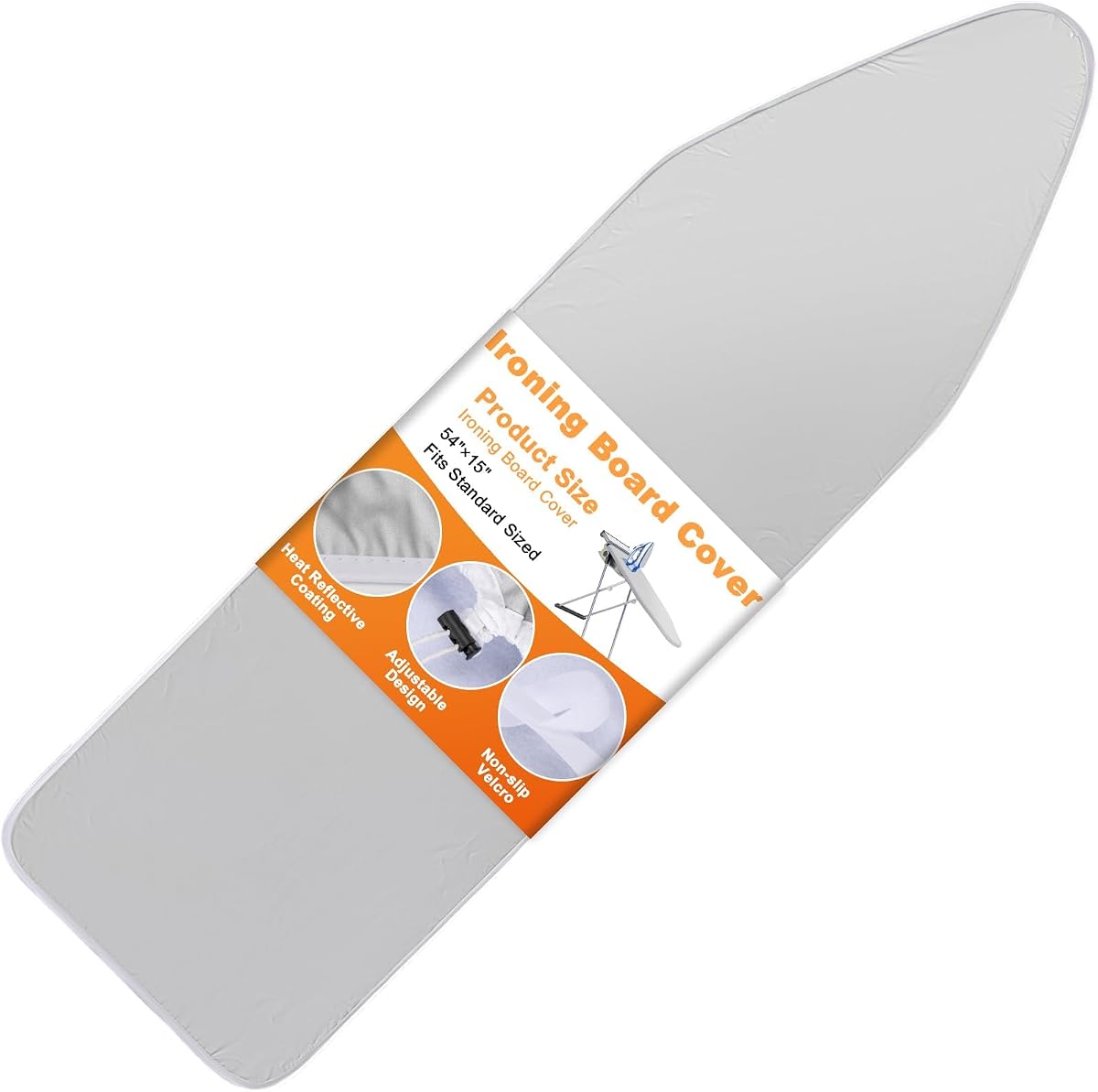 Protector para tabla de planchar Sukh - Funda para tabla de planchar de tamaño estándar de 15 x 54 pulgadas | Acolchado de 3 mm de espesor con superficie recubierta de plata, tapete de planchado reflectante del calor para un planchado suave y un fácil cuidado de la ropa