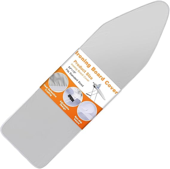 Ironing Board Cover - Ironing Board Cover and Pad Iron Board Cover Standard Size 15"x 54" Ironing Board Covers Iron Covers for Ironing, Silver Coating Surface, Heat Reflective