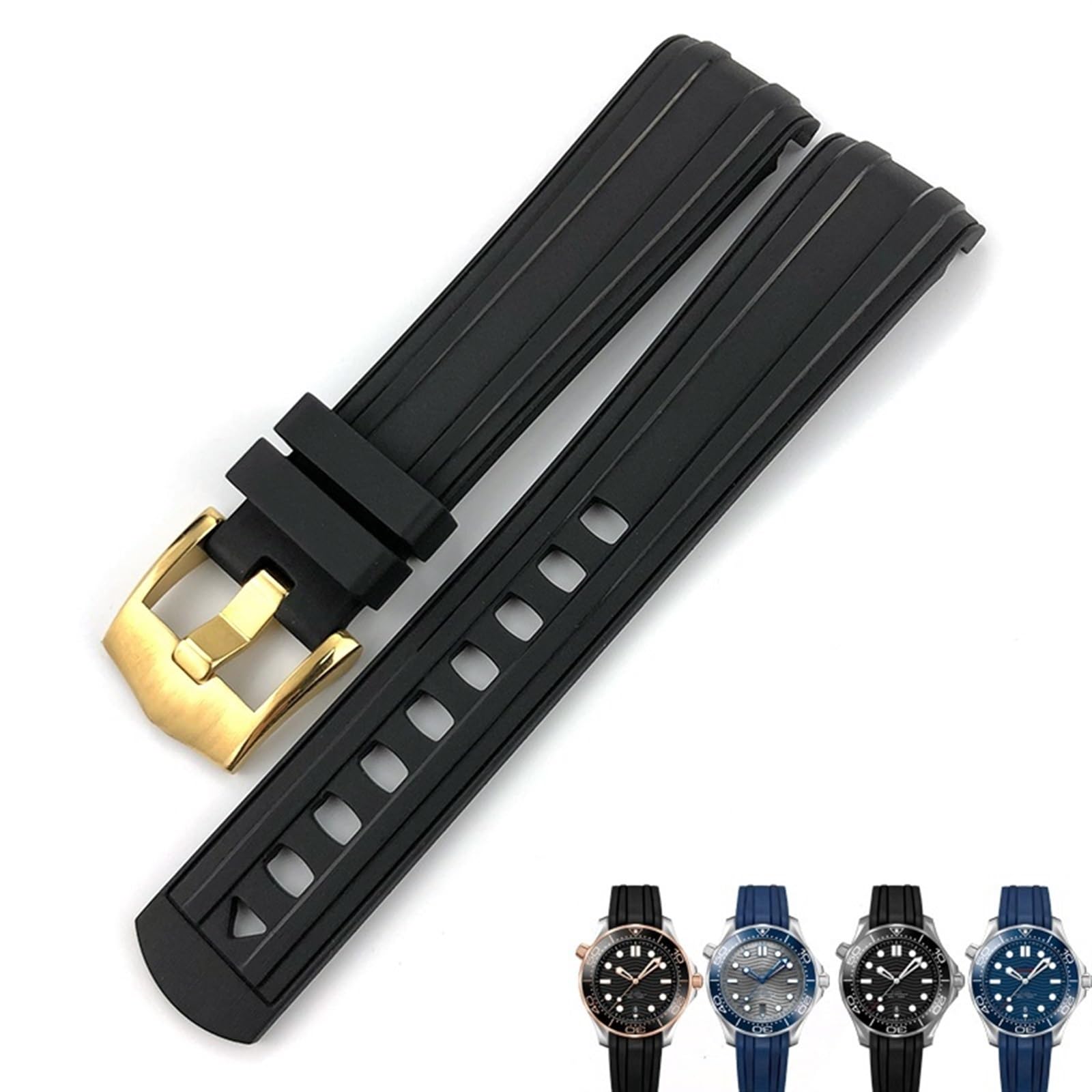 19mm 20mm 21mm fluorowany silikonowy pasek do zegarka pasuje do Omega Seamaster 300 wodoodporny pasek do zegarka narzędzia