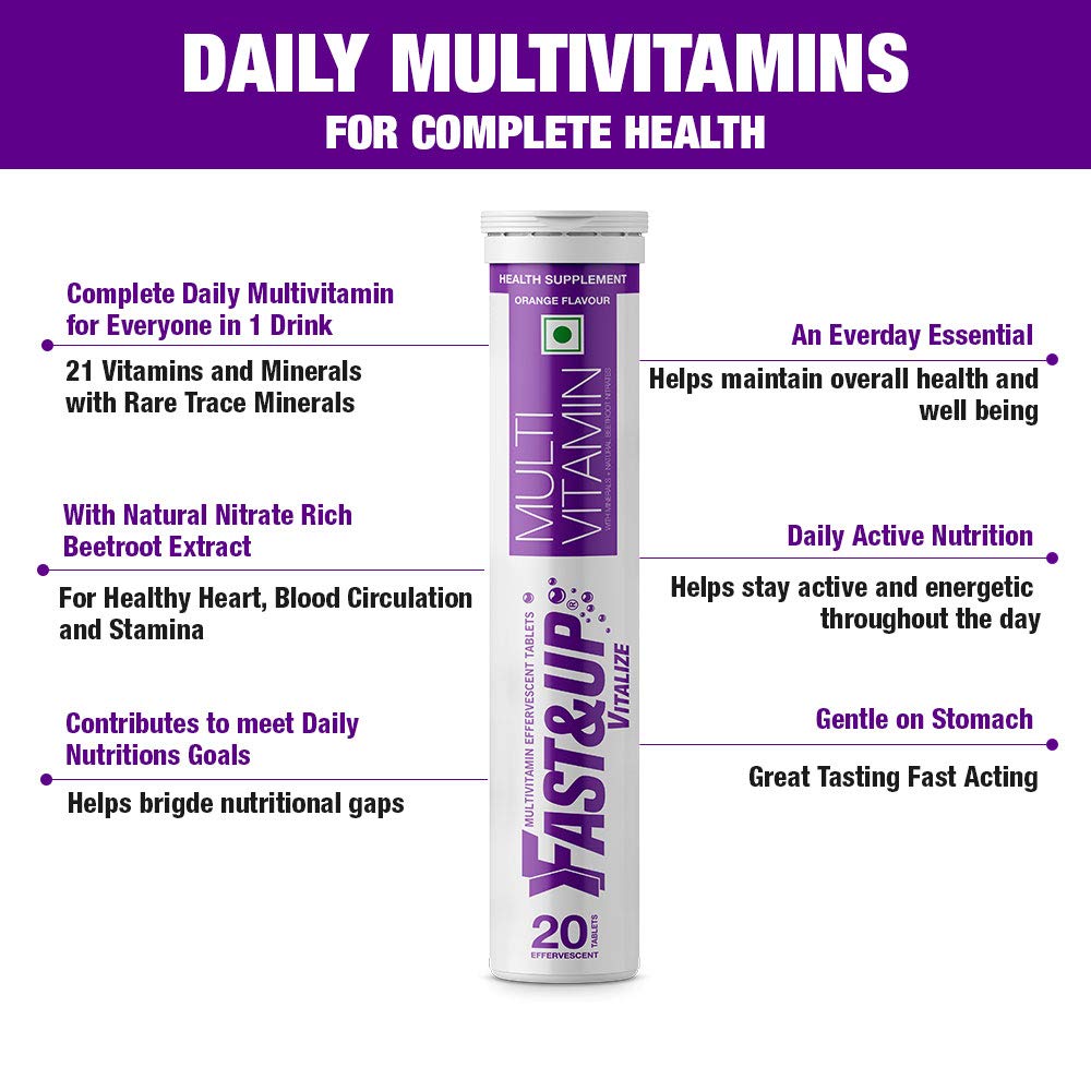 Fast&Up Vitalize Multivitamin Supplement 21 Vitamins And Minerals - 60 Tablets & Fast&Up Magnesio - Magnesium and Zinc for Muscle Health and Stress - 20 Effervescent Tablets - Lime and Lemon Flavor 2