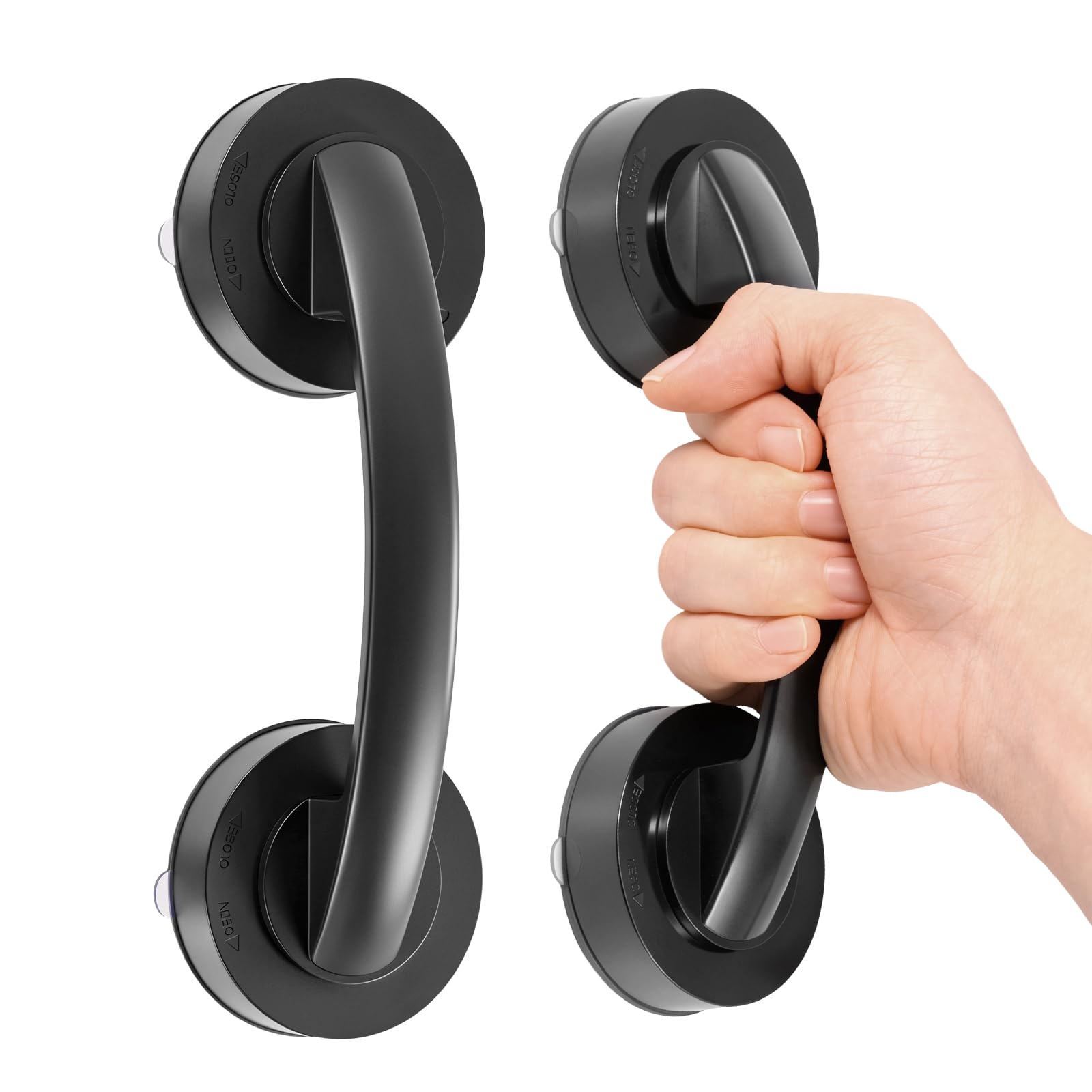 Suction Grab Rails for Bathroom 2Pcs 19cm Portable Bathtub Handles Suction Mobility Aids Safety Grab Handle, No Fixings Needed for Children and Disability Aids for for Elderly Disabled(Black,2)