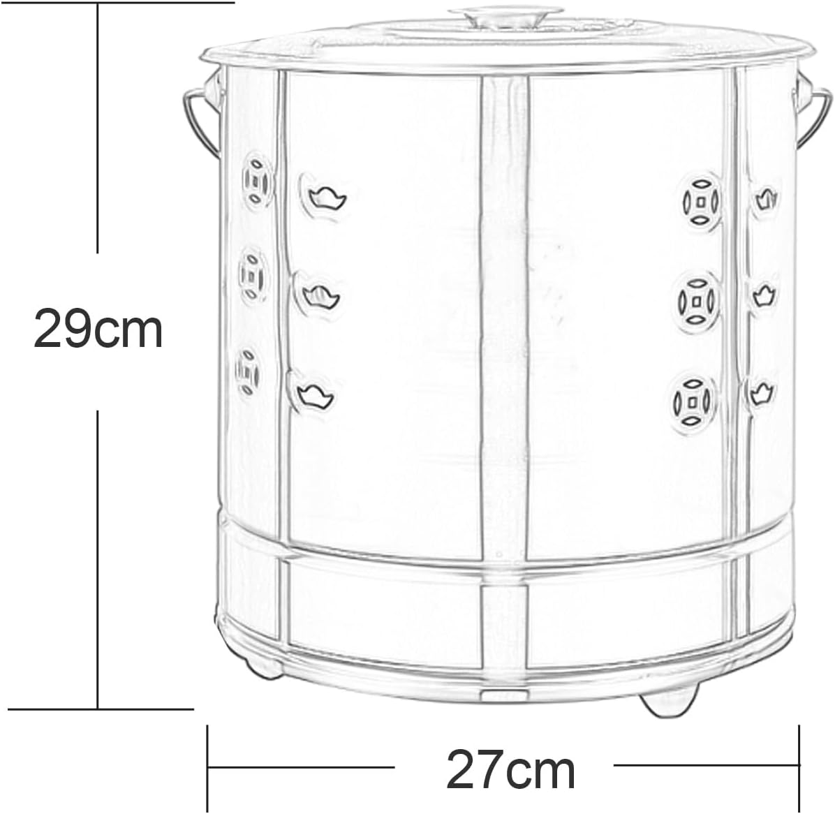 Burn Barrels for Outside for Burning Trash, Burn Barrel with Handle ＆ Fire Hook, Burn Cage for Leaves Paper Wood, Stainless Steel, Heat Resistant