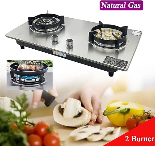 Miniatura 7 de Estufa de gas integrada de 28 pulgadas Cocina de gas natural de 2 quemadores de acero inoxidable Placa de gas de doble quemador Fácil de limpiar