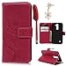 MOLLYCOOCLE LG K10 Case, Premium PU Leather Embossed Butterfly Flower Pattern Wrist Strap Soft TPU Inner Bumper Skin Phone Case for LG K10 Wallet Case with Dust Plug & Stylus Pen - Hot Pink