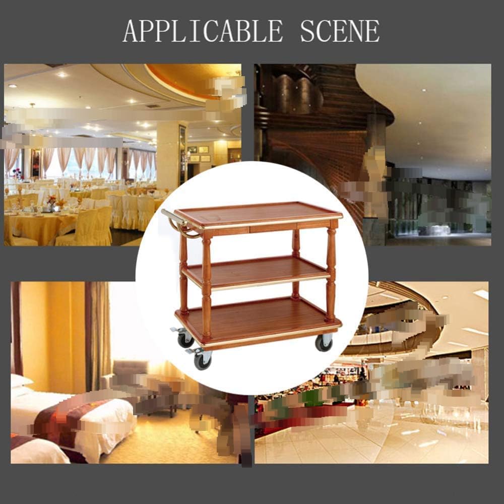 Carrello da cucina in legno massello con ruote, carrello mobile di servizio a 3 livelli per vino, tè e snack.Heavy Duty Rolling Island Caddy per ristorante, sala da pranzo a casa o uso da bar.Artigian