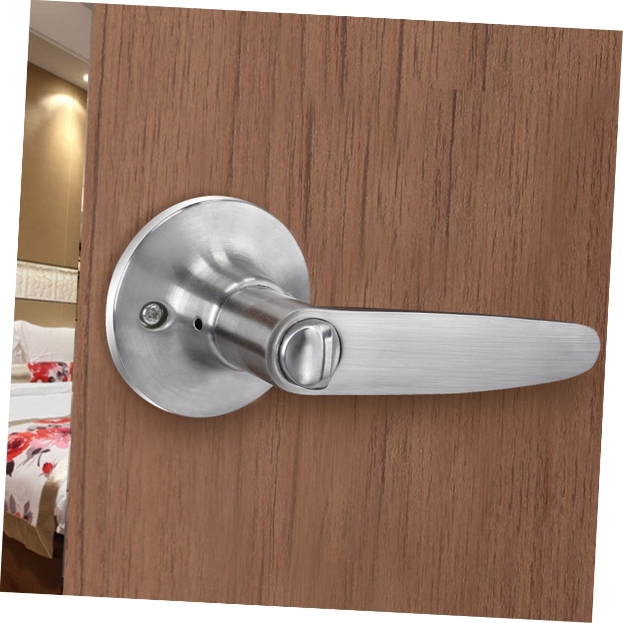 Serrure de Porte Intérieure Résistant à L'usure en Alliage de Zinc Argenté Verrou Double Protection le Vol pour Chambre et Salle à Manger