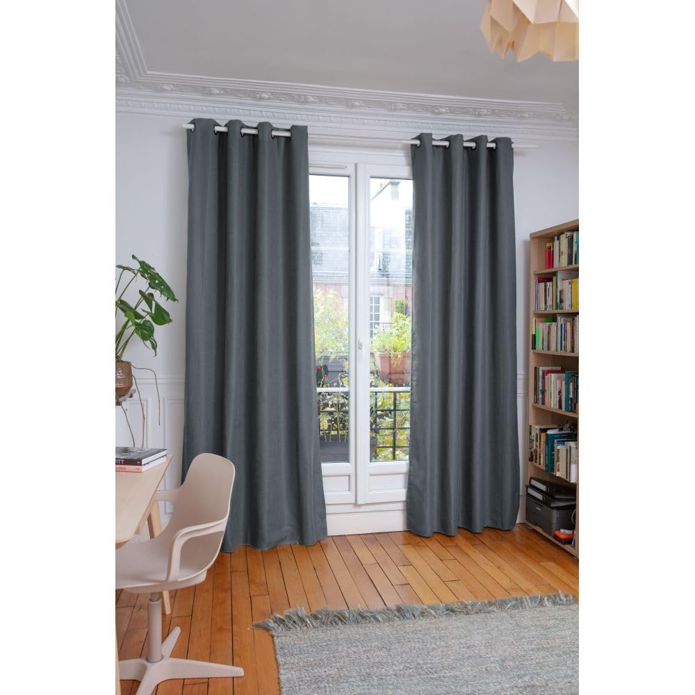 Moondream ThermActiv® Rideau Thermique Hiver+Été | Isolant Anti-Chaleur et Anti-Froid | Technologie Brevetée | Fabrication UE | Oeillets | Gris | 130L x 250H cm