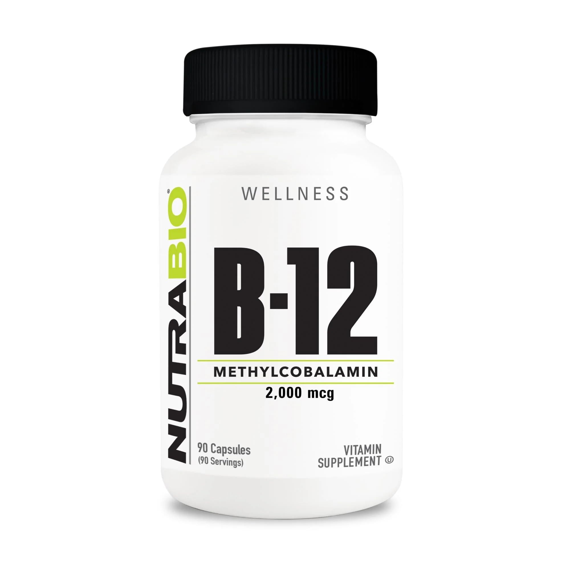 NutraBio Methyl B-12 Vitamin Supplement, 2000mcg – Promotes Cellular Health and Wellness, 90 Vegetable Capsules 90 Count (Pack of 1)