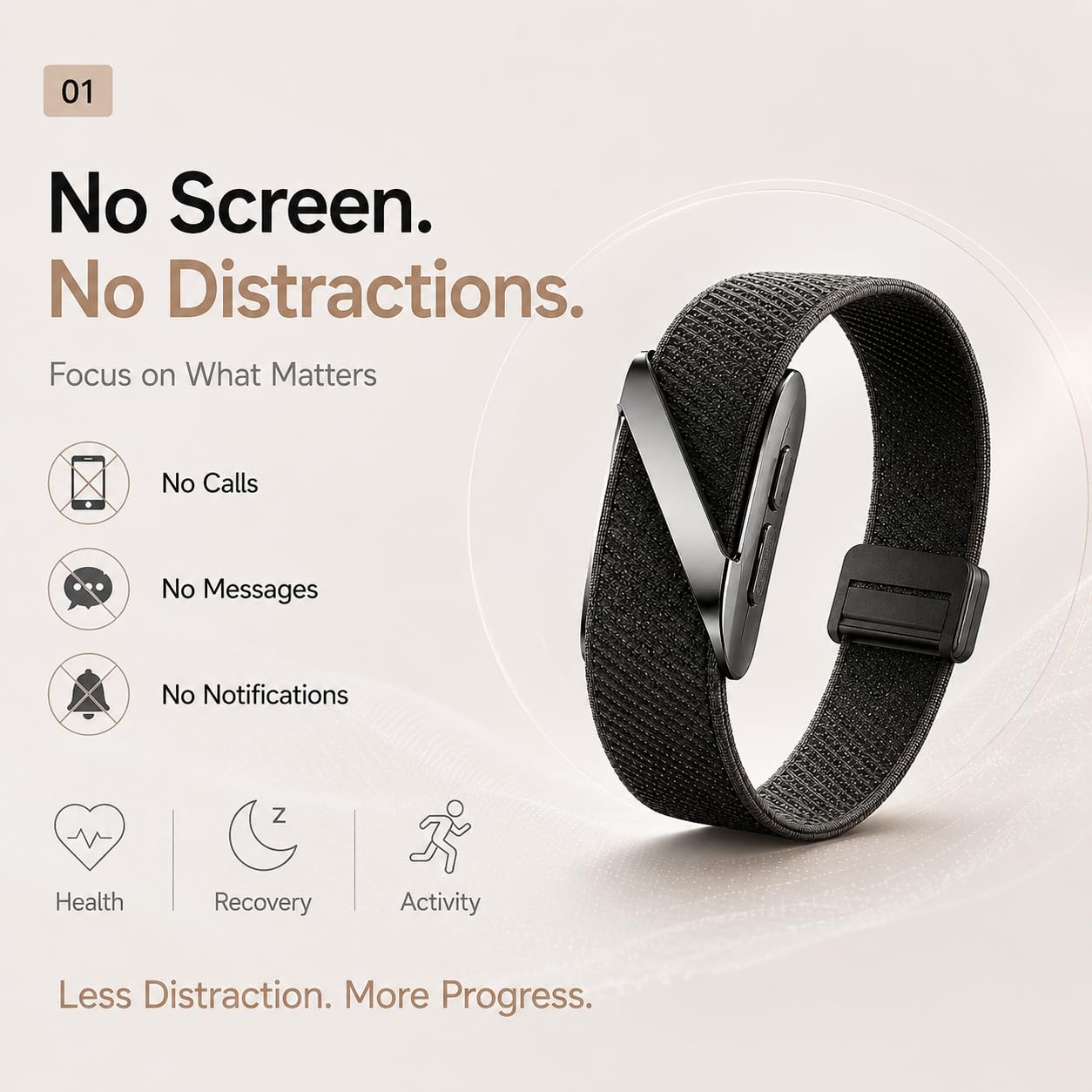 findtime Smart Band Fitness Tracker Band Pulsera de salud, sin pantalla, contador de pasos, monitor de frecuencia cardíaca, monitor de sueño, seguimiento de actividad con calorías y distancia