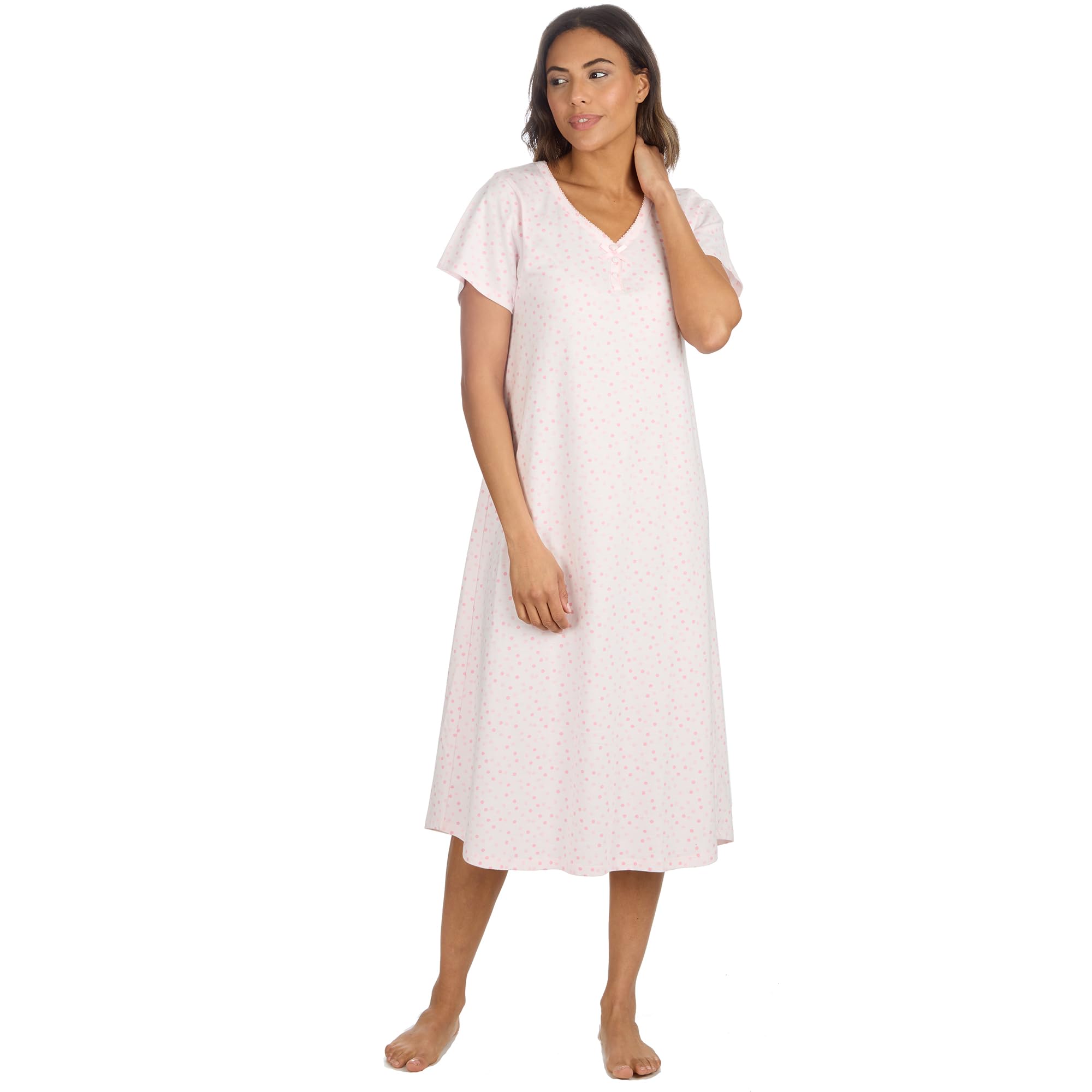Undercover Women's Pink Spot Short Sleeve Cotton Nightie 34B1955 14-16
