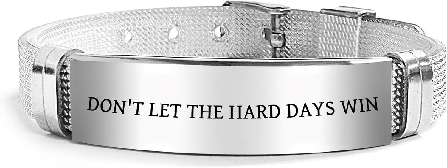 Dont Let The Hard Days Win Motivational Tube Bracelet For Women Man, Friendship Gift Card Wrap Stainless Steel Adjustable Buckle Silver Black Bracelets To My Daughter Son Jewelry - Image 5