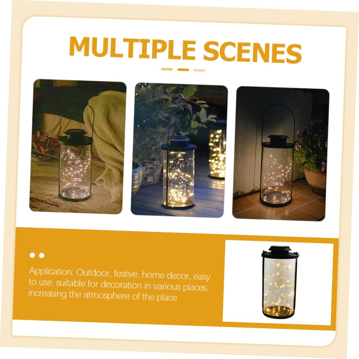 Mikikit Outdoor Solar Lanterns Led String Lights for Garden Patio and Balcony Decorative Solar Garden Lanterns for Cozy Ambiance Wire Design