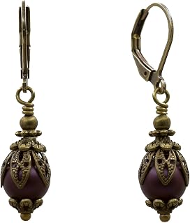 Edwardian, Art Deco style Earrings with Purple Crystal Element Pearls