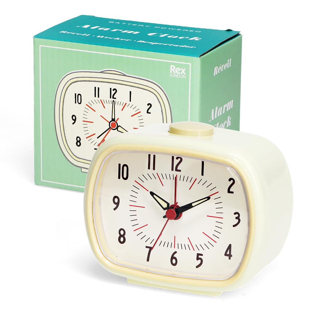 Rex London Ivory White Retro Alarm Clock