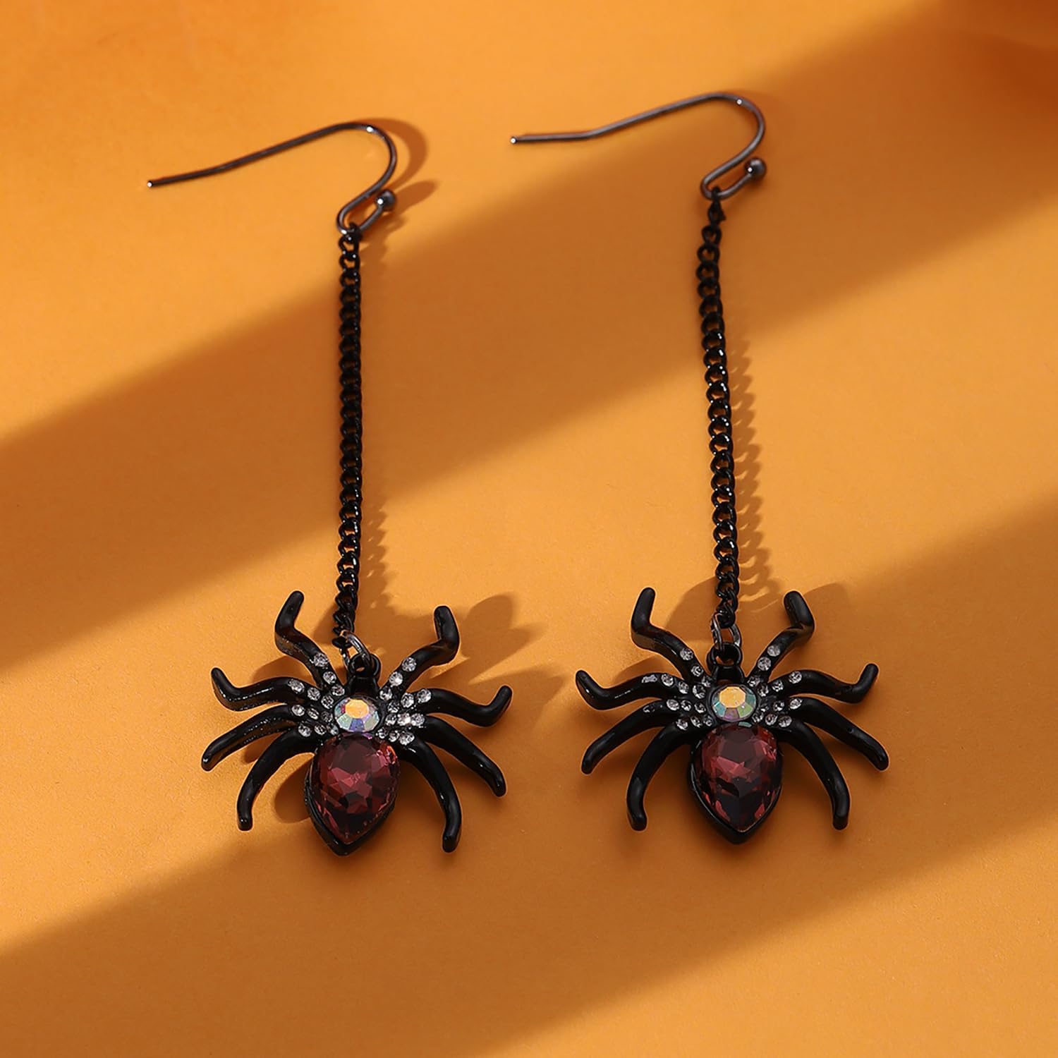 Gothic Black Bat Spider Dangle Earrings - Zircon BOO Hoop Earrings for Women's Halloween Party - Image 2