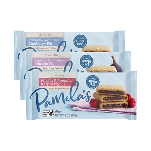 Pamela's Gluten Free Figgies and Jammies Cookies, Mission, Blueberry, & Raspberry Fig, 9 Oz Each (Variety Pack)