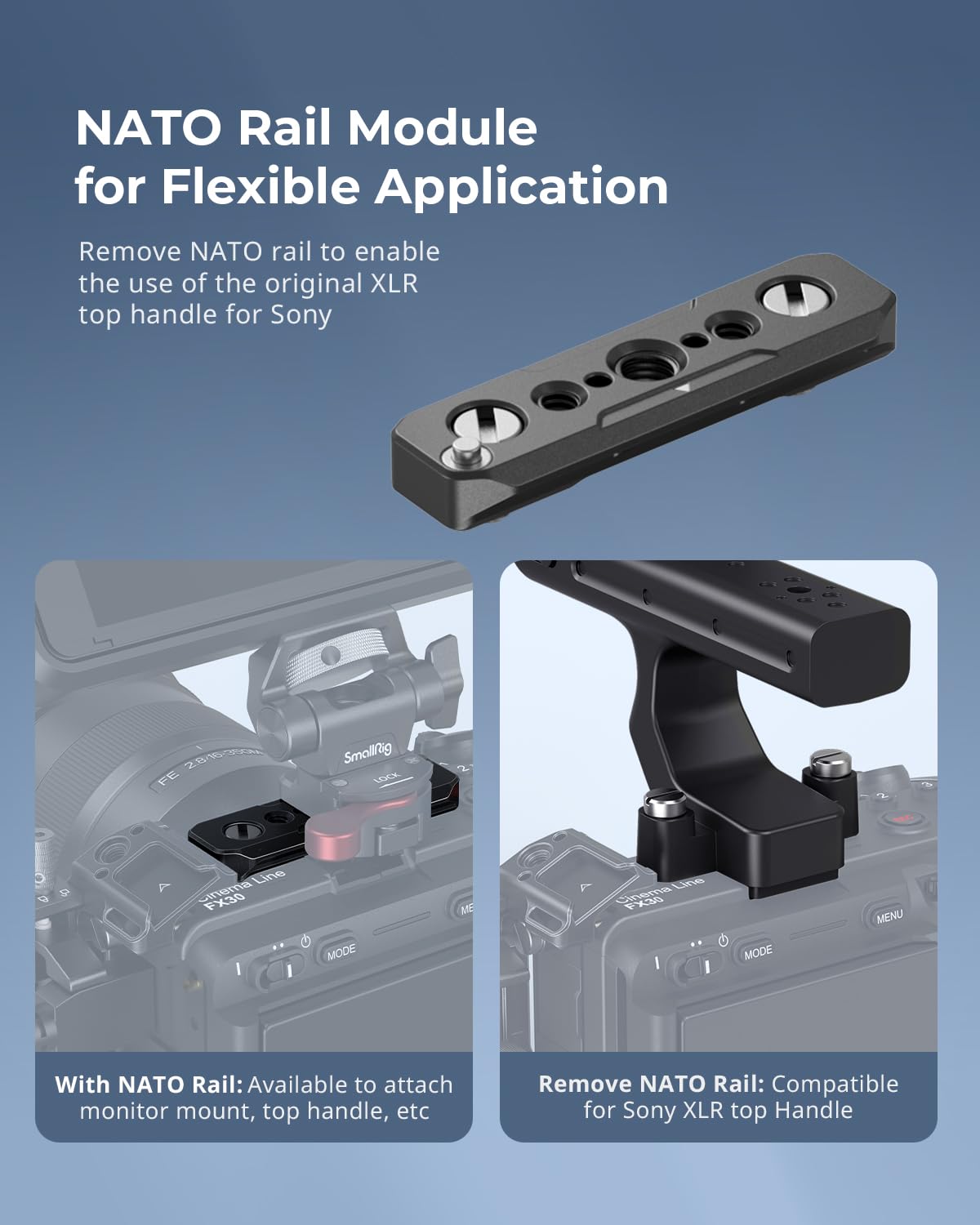 SmallRig Kit gabbia per Sony FX3 / FX30 con gabbia, piastra di montaggio batteria V-Mount, protezione schermo LCD, maniglia superiore, morsetto cavo per HDMI, guida NATO - 5823
