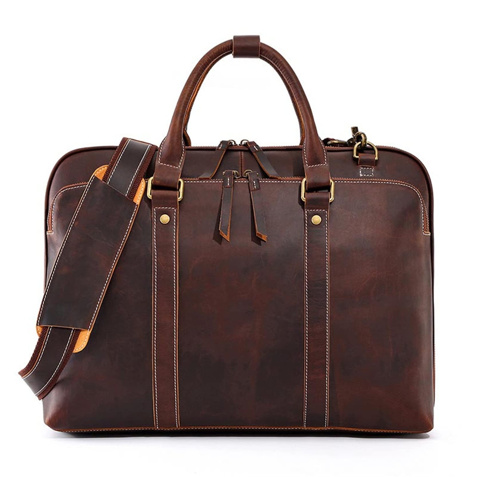 Sac à main homme serviette affaires en cuir véritable pour ordinateur portable