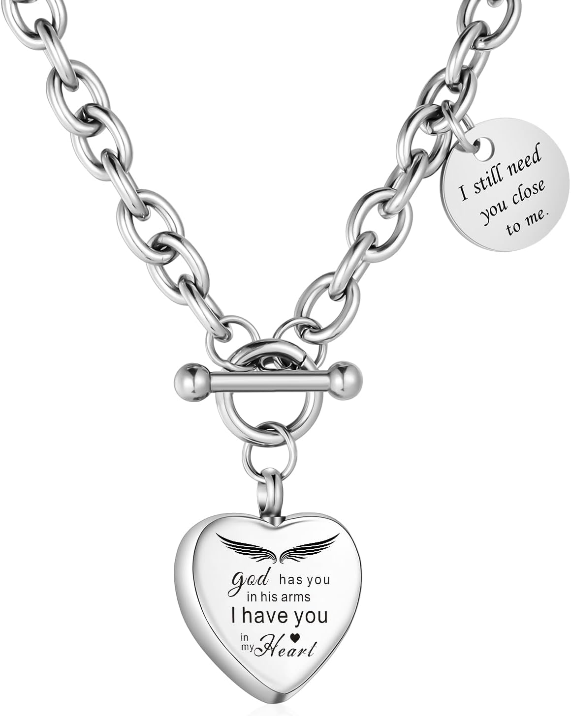 XIUDA Heart Cremation Urn Necklaces for Ashes Locket Cremation Jewelry for Human Ashes Stainless Steel Memorial Keepsake Pendant for Women