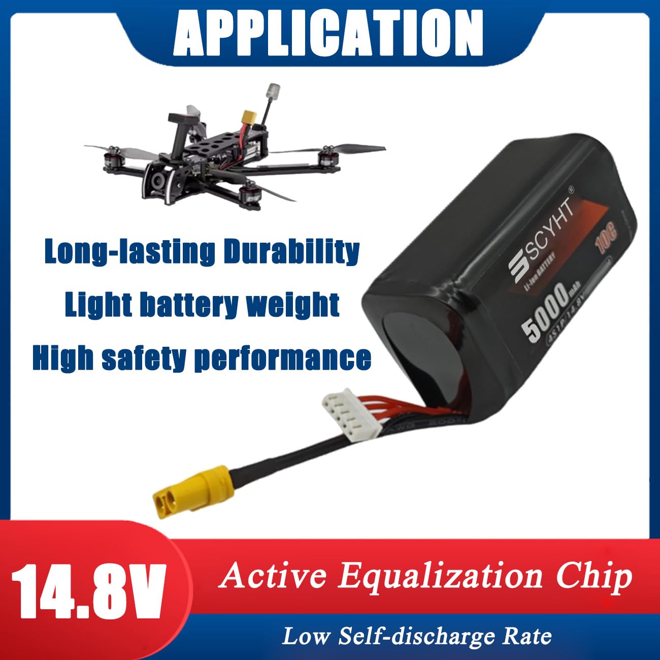 Akumulator Lipo 4S 14,8 V 5000 mAh 4000 mAh Akumulator litowy 14,8 V Akumulatory zamienne z BMS do zestawu silnika 50 W - 75 W do dronów i modeli samolotów,14.8v5000mah 1pack