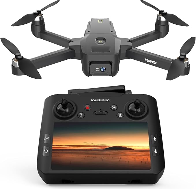 GPS Drones con cámara, control remoto LCD de 4,5 pulgadas, retorno automático gps, vuelo de gestos, tarjeta SD 32g, motor sin cepillo, flujo óptico, 3 velocidades para adultos/principiantes