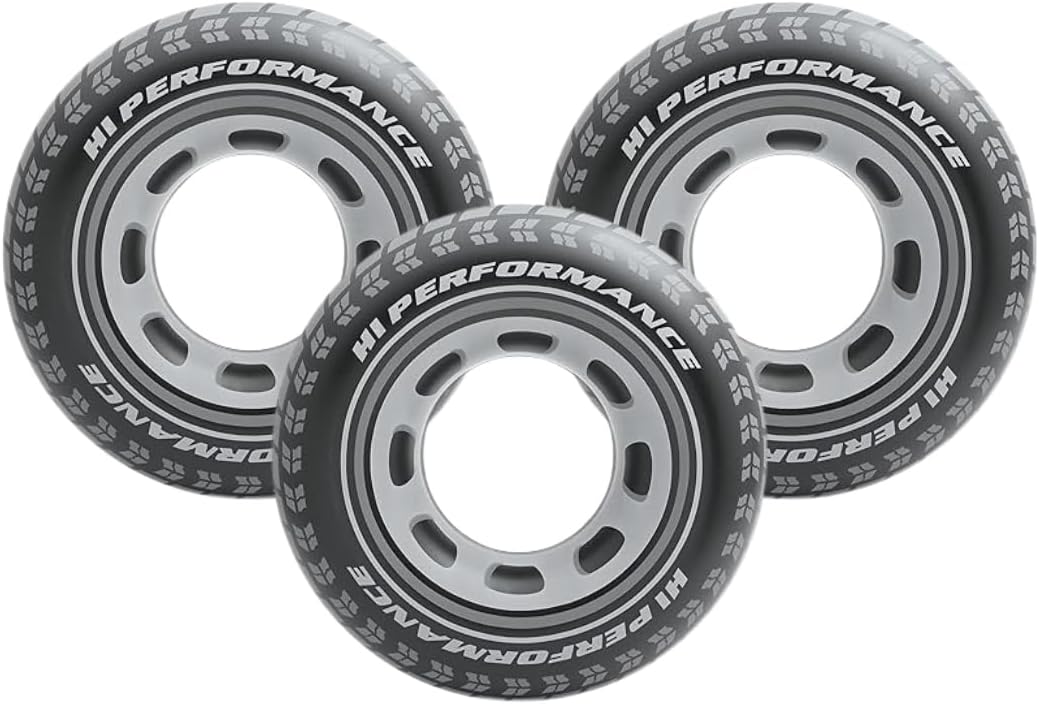 Black Vinyl Inflatable Giant Tire Floating Tube – Pool Tube for Summer Fun – Inner Tube Pool Float Kids – Tire Tube Water Tube Inflatable Tube – 3 Pack Pool Tubes for Kids