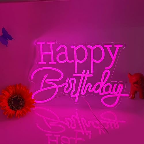 Miniatura 6 de Letrero de neón LED rosa de feliz cumpleaños, luz nocturna para decoración de pared, fiesta, dormitorio, habitación, bar, boda, hogar, cumpleaños,