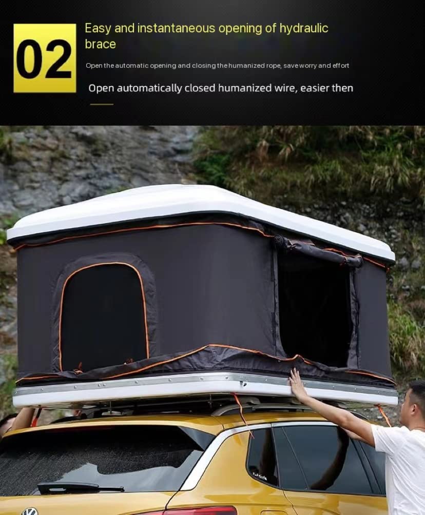 PRUJOY Tienda de campaña de Techo para vehículo Todoterreno, Tienda de campaña de Doble Capa con Soporte Recto para Coche de conducción automática, para Viaje y Camping (White Shell Green)