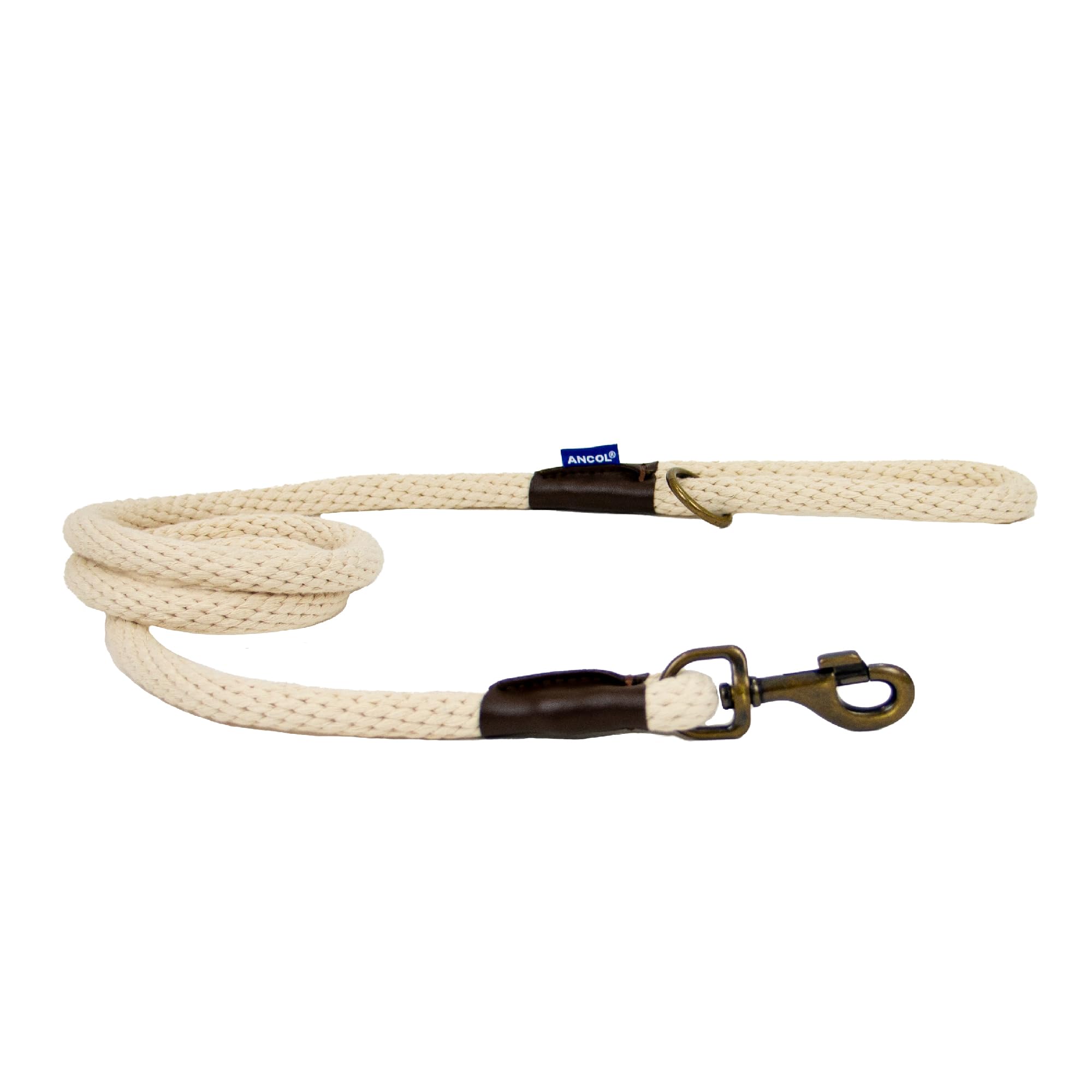 Heritage Premium Cotton Rope Dog Lead with Antique Gold Colour Snap Hook Length 150cm