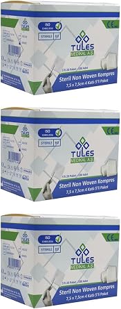 Tules Medikal Steril Non-Woven Gazl  Bez Kompres, 7,5 x 7,5 cm, 300 Adet