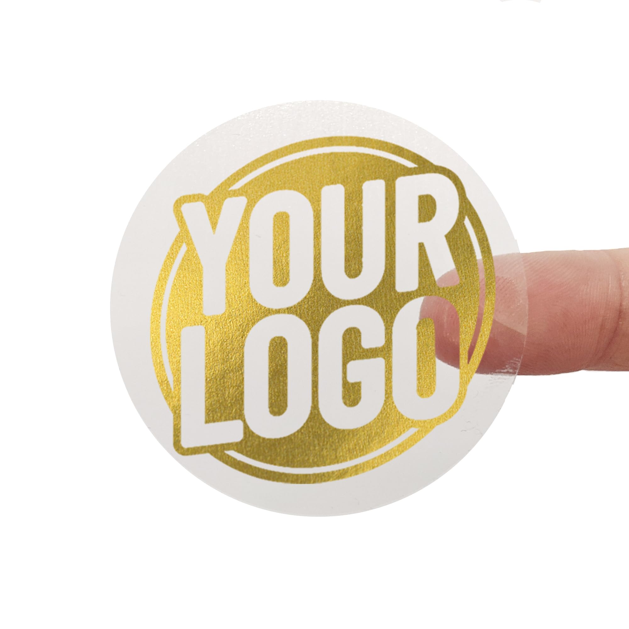 Foiled Transparent Stickers - Custom Logo Labels - 37mm Metallic Round Clear Stickers - Choose from Gold, Silver, Rose Gold or Rainbow Holographic (Gold Foil, 140 Labels (4 Sheets))